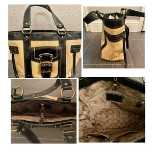 05' Coach Legacy Straw and Leather Tote